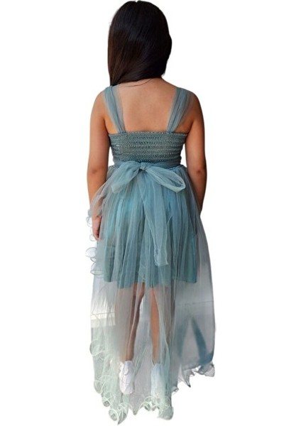 Kemer Tokalı Kuyruklu Kız Çocuk Abiye Elbise 5-10 Yaş fırsatları