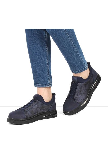 Erkek Lacivert Kalın Tabanlı Nubuk Deri Sneaker fiyatları