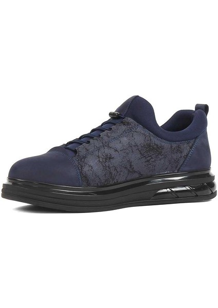 Erkek Lacivert Kalın Tabanlı Nubuk Deri Sneaker fırsatları