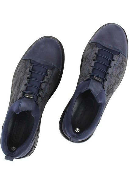Erkek Lacivert Kalın Tabanlı Nubuk Deri Sneaker