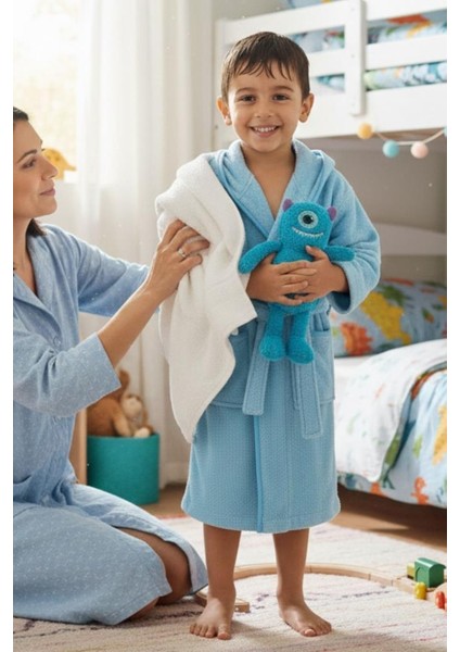 Tavşan Kulaklı Kız Erkek Çocuk Bornozu Lupi Mavi fiyatları