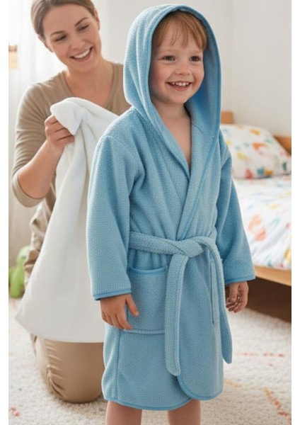 Tavşan Kulaklı Kız Erkek Çocuk Bornozu Lupi Mavi fırsatları