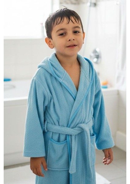 Tavşan Kulaklı Kız Erkek Çocuk Bornozu Lupi Mavi indirimleri