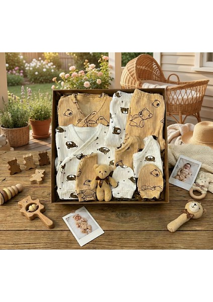10 Parça Yeni Doğan Hastane Çıkışı & Hoş Geldin Bebek Seti (Hediye Kutulu & Ayıcıklı) – Babyshower