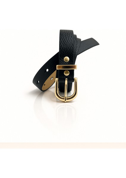 Kadın Siyah Suni Deri Kemer - Altın Tokalı Şık Kemer fiyatları