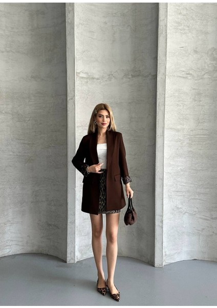 Leopar Astarlı Blazer Ceket fırsatları