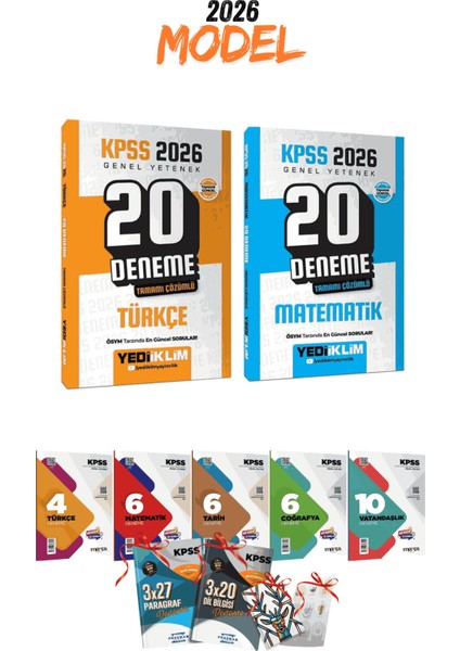 2026 Kpss Gygk Yediiklim Yayınları Türkçe Matematik 40 Deneme ve 7li Branş Deneme Seti
