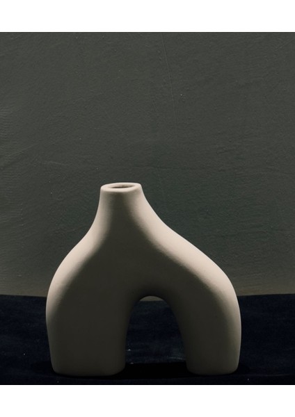 Minimalist Çift Ayaklı Seramik Vazo – 18X18 cm Modern Dekoratif Obje modelleri