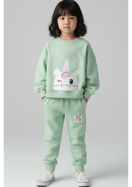 Kız Çocuk Kışlık 2 - 5 Yaş Unicorn Baskılı Içi Polarlı Yumuşak Takım - 5264326