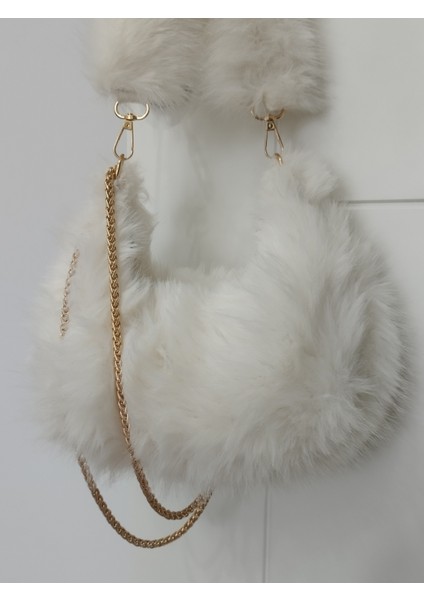 Vintage Peluş Kürk Model Sonbahar, Kış Tote Bag Kadın El, Omuz, Çapraz Çanta