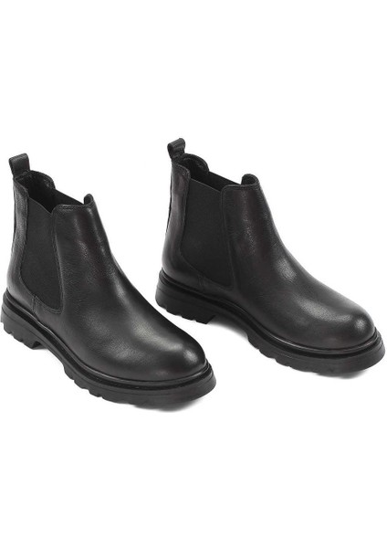 Kadın Siyah Deri Chelsea Bot