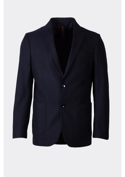 Slim Fit Dar Kesim Mono Yaka Casual Lacivert Ceket 4012