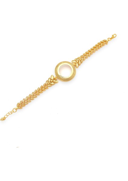 altın kaplama çiçek desenli yarım çerçeveli bileklik blk-1198