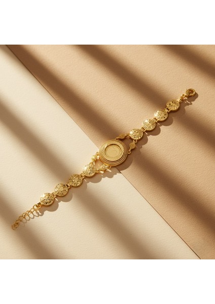 altın kaplama çiçek desenli yarım çerçeveli bileklik blk-1198 indirimleri