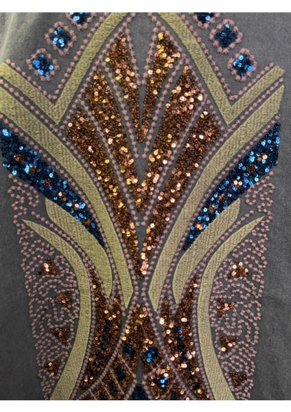 Kadın Taş Işlemeli Nakışlı Uzun Kollu Pamuk Kot Kimono indirimleri