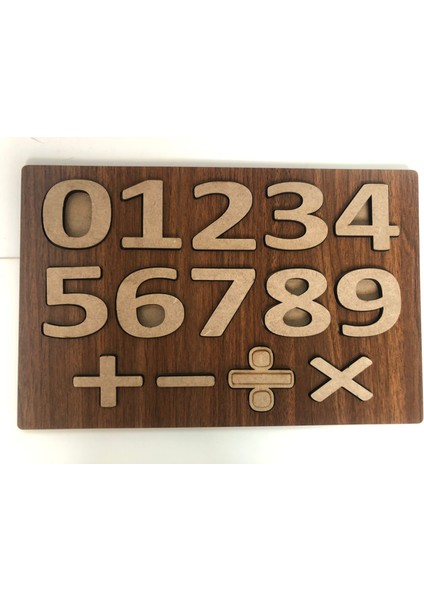 May’s Nest Ahşap Görünümlü Mdf Rakam ve Matematik Puzzle – 14 Parça Öğrenme Yapbozu | Montessori Sayı Eğitimi Oyuncağı
