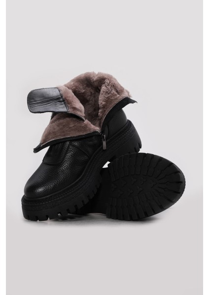 Hakiki Deri Kürklü Kadın Klasik Bot 657KZA2511 modelleri
