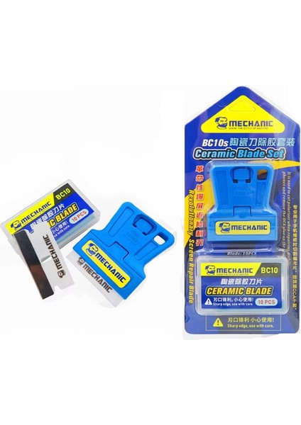 BC10S Seramik Uçlu Ekran Oca Tutkal Temizleme Spatulası+10 Adet Uç Dahil Set
