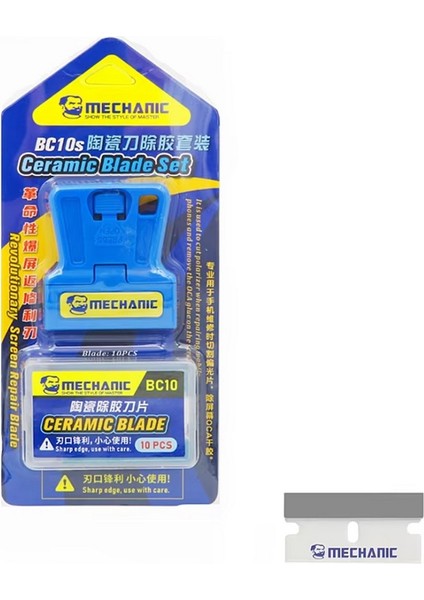 BC10S Seramik Uçlu Ekran Oca Tutkal Temizleme Spatulası+10 Adet Uç Dahil Set