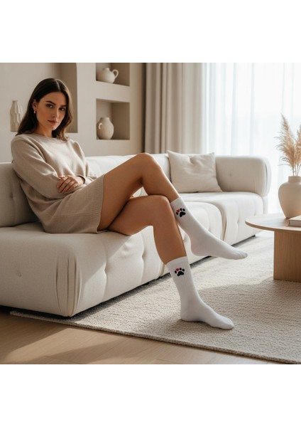 Gost Liria -5’li Beyaz Figürlü Ribanalı Tenis Ünisex Çorap