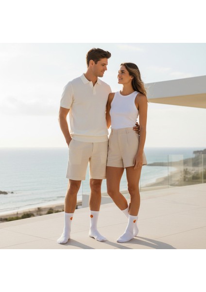 Gost Liria -5’li Beyaz Figürlü Ribanalı Tenis Ünisex Çorap