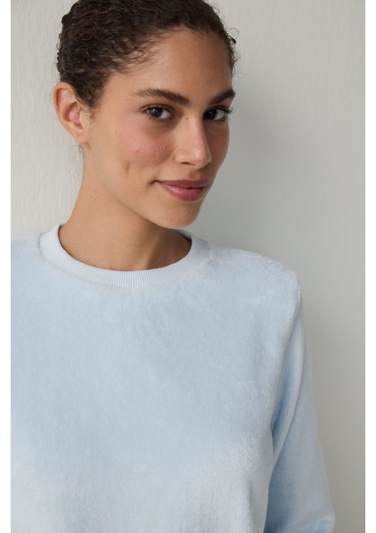 Açık Mavi Magic Bisiklet Yaka Sweatshirt Pijama Üstü modelleri