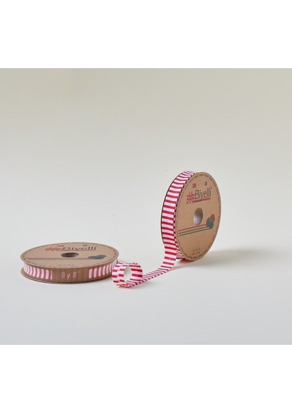 Biye Kalın Çizgili Katlı F03 Kırmızı 2 cm 25 Metre %65 Koton %35 Polyester