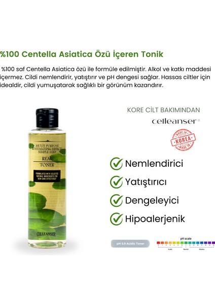 Centella İçeren Yatıştırıcı Tonik Tüm Cilt Tipleri İçin 200 ml fiyatları