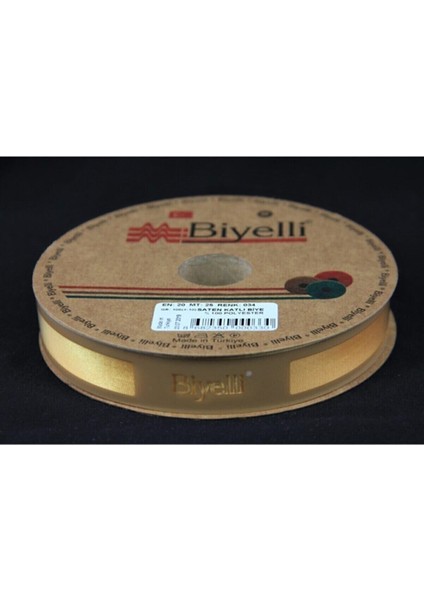 Biye Saten Katlı 034 Sarı 2 cm 25 Metre %100 Polyester