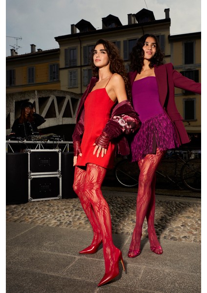 Bordo Çift Renkli Duo File Desenli 15 Denye Ince Külotlu Çorap fiyatları