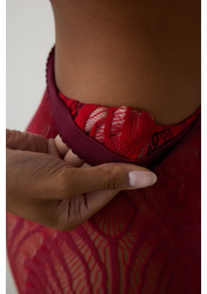 Bordo Çift Renkli Duo File Desenli 15 Denye Ince Külotlu Çorap indirimleri