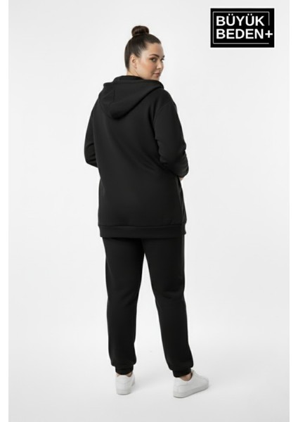 Kadın Büyük Beden Fermuarlı Kapüşonlu Chef Baskılı Sweatshirt Hırka - Rahat Kalıp SPR26BHRK921 modelleri