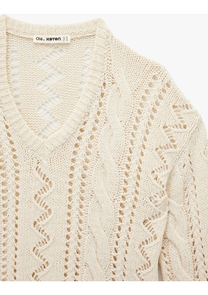 Ajurlu V Yaka Uzun Kollu Triko Kazak modelleri