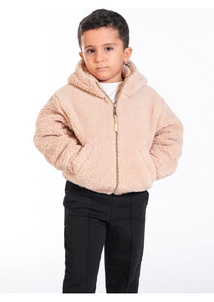 Erkek Çocuk Peluş Fermuarlı Astarlı Mont