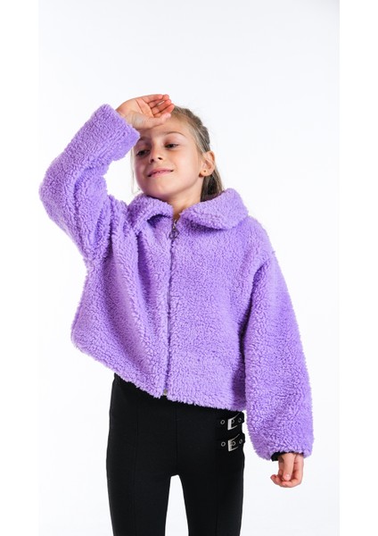 Anne Kız Kombin Peluş Fermuarlı Astarlı Crop Mont modelleri