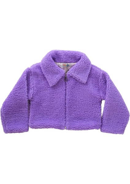 Anne Kız Kombin Peluş Fermuarlı Astarlı Crop Mont