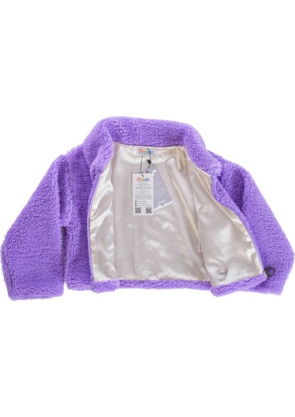 Anne Kız Kombin Peluş Fermuarlı Astarlı Crop Mont