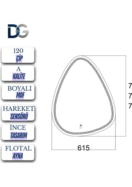 Hareket Sensörlü Ledli Dekoratif Banyo/salon ve Makyaj Aynası (Roma) indirimleri