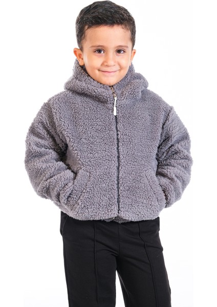 Erkek Çocuk Peluş Fermuarlı Astarlı Mont