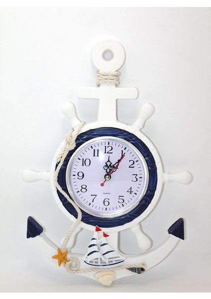 Buğz Ahşap Marin Duvara Asmalı Dümenli Saat ALK2446