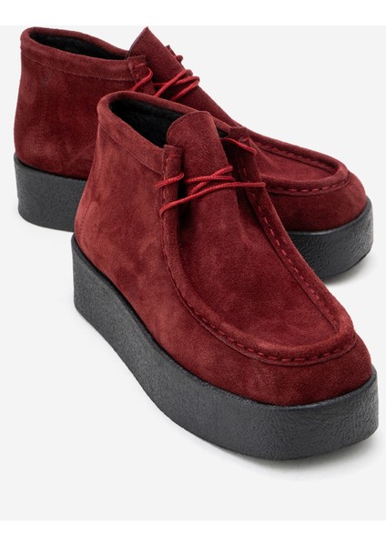 Melıa Bordo Süet Hakiki Deri Kadın Bilekte Bot