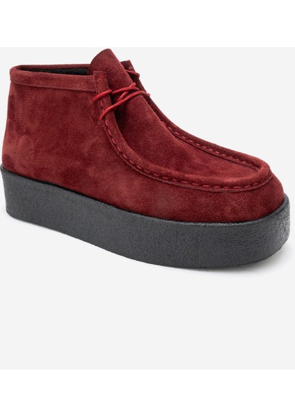 Melıa Bordo Süet Hakiki Deri Kadın Bilekte Bot modelleri