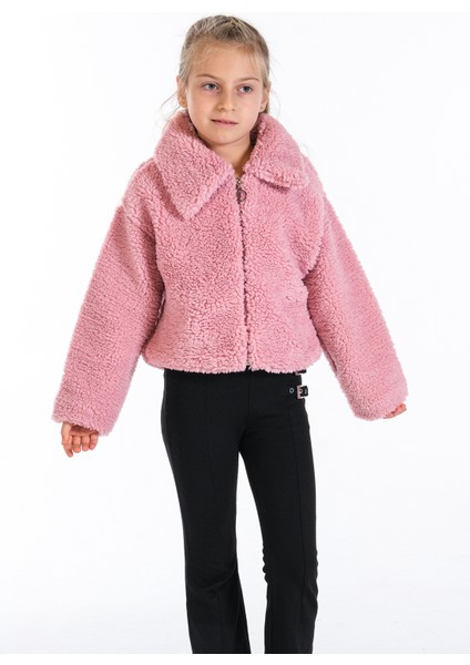 Anne Kız Kombin Peluş Fermuarlı Astarlı Crop Mont modelleri