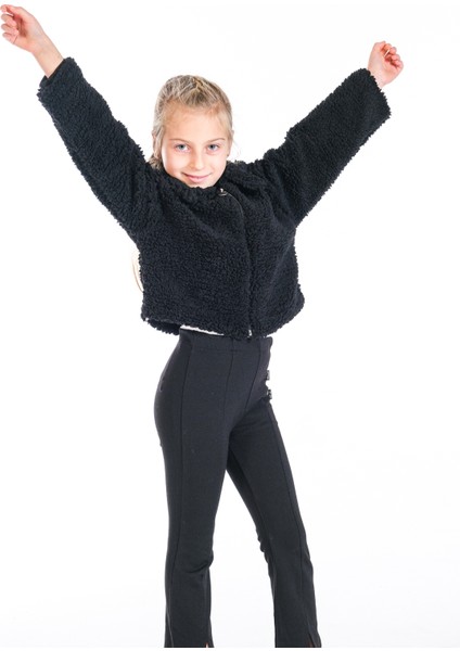 Anne Kız Kombin Peluş Fermuarlı Astarlı Crop Mont modelleri