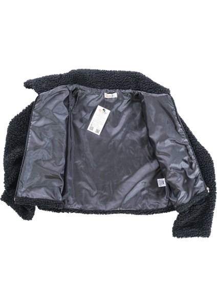 Anne Kız Kombin Peluş Fermuarlı Astarlı Crop Mont