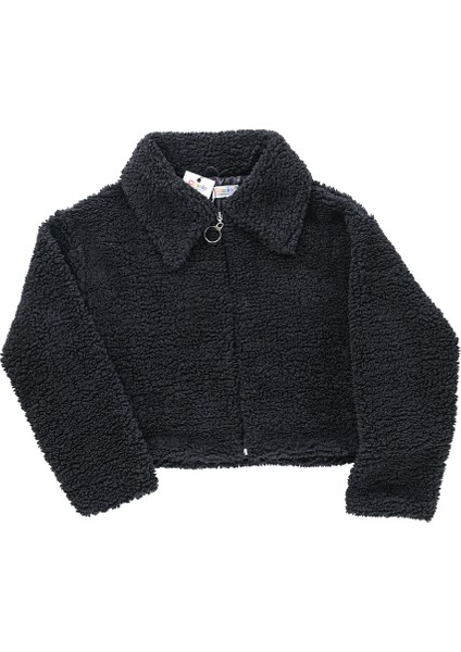 Anne Kız Kombin Peluş Fermuarlı Astarlı Crop Mont
