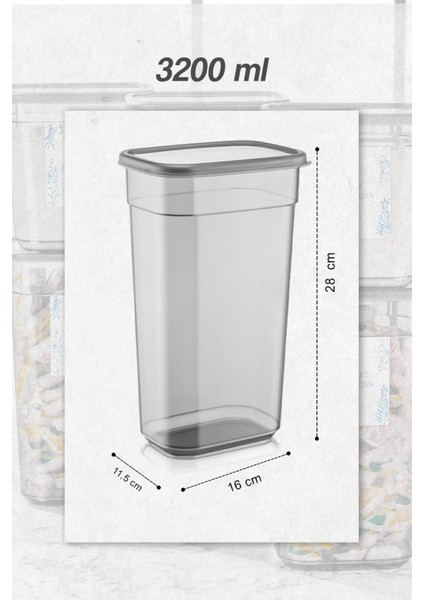 Gri 4'lü Dikdörtgen Saklama Kabı, 3,2 Lt, Toz ve Tablet Deterjan Saklama Kutusu modelleri