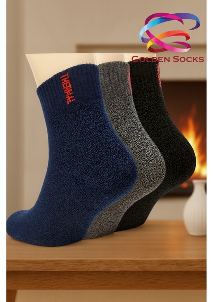 Kısa Konç Termal Kışlık Çorap 3 Çift Sıcak Tutan Esnek Dikişsiz Yapı