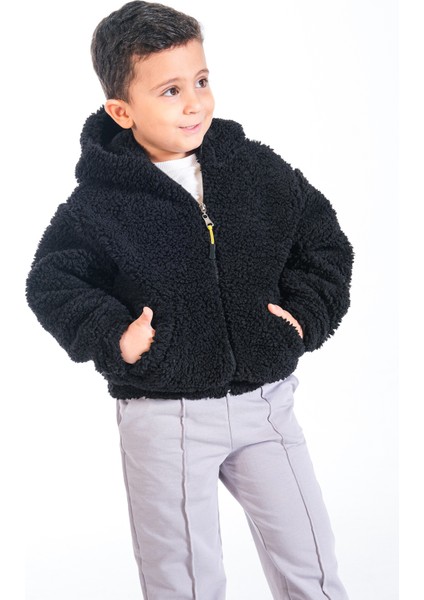 Erkek Çocuk Peluş Fermuarlı Astarlı Mont