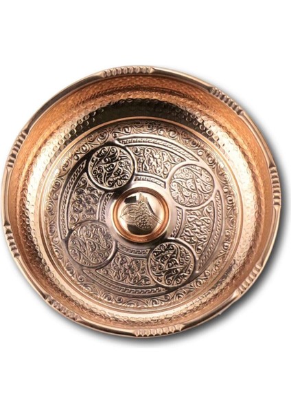 El Işi Işlemeli Kırmızı Bakır Hamam Tası, 20 Cm, Şık ve Doğal Tasarım